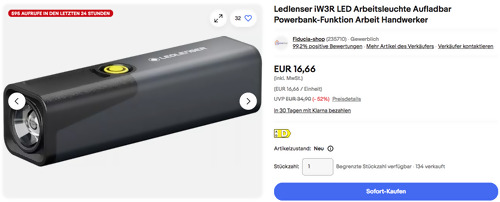 Ledlenser iW3R LED Arbeitsleuchte mit Powerbank-Funktion Ledlenser iW3R LED Arbeitsleuchte mit Powerbank-Funktion