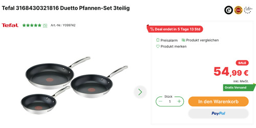 Tefal Duetto+ 3er 20/24/28 cm Ø Pfannen-Set Tefal Duetto+ 3er 20/24/28 cm Ø Pfannen-Set