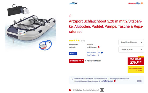ArtSport Schlauchboot 3,20 m mit 2 Sitzbänken und Aluboden ArtSport Schlauchboot 3,20 m mit 2 Sitzbänken und Aluboden