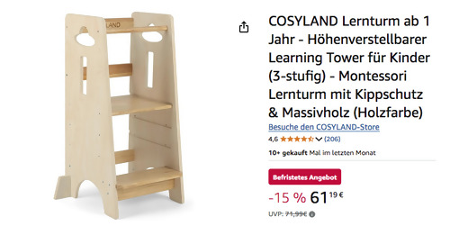 COSYLAND CS000146-4-EU Lernturm in Holzfarbe, 45 x 58 x 85 cm COSYLAND CS000146-4-EU Lernturm in Holzfarbe, 45 x 58 x 85 cm