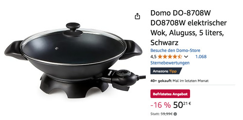 Domo DO8708W 5 Liter Elektro-Wok Domo DO8708W 5 Liter Elektro-Wok