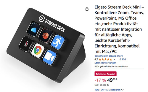 Elgato Stream Deck Mini, 6 anpassbare LCD-Tasten Elgato Stream Deck Mini, 6 anpassbare LCD-Tasten
