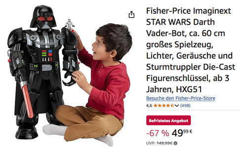 Fisher-Price HXG51 Imaginext STAR WARS Darth Vader-Bot, ca. 60 cm Fisher-Price HXG51 Imaginext STAR WARS Darth Vader-Bot, ca. 60 cm