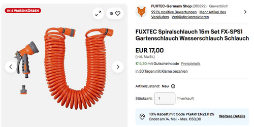 FUXTEC FX-SPS1 15m Spiralschlauch-Set FUXTEC FX-SPS1 15m Spiralschlauch-Set