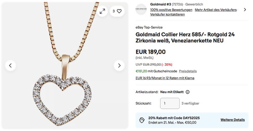 Goldmaid Collier Herz 585/- Rotgold 24 Zirkonia weiß Goldmaid Collier Herz 585/- Rotgold 24 Zirkonia weiß