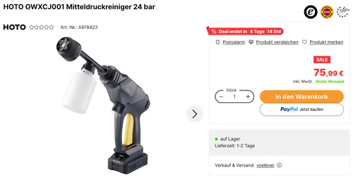 HOTO QWXCJ001 Akku-Mitteldruckreiniger 24 bar, 6-in-1-Multifunktionsdüse HOTO QWXCJ001 Akku-Mitteldruckreiniger 24 bar, 6-in-1-Multifunktionsdüse