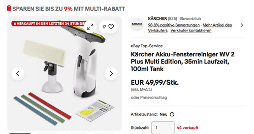 Kärcher Akku-Fensterreiniger WV 2 Plus Multi Edition Kärcher Akku-Fensterreiniger WV 2 Plus Multi Edition