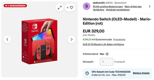 Nintendo Switch (OLED-Modell) - Mario-Edition (rot) Spielkonsole Nintendo Switch (OLED-Modell) - Mario-Edition (rot) Spielkonsole