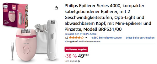 Philips BRP531/00 Epilierer TrioSmooth Set, kabelgebundener Epilierer Philips BRP531/00 Epilierer TrioSmooth Set, kabelgebundener Epilierer