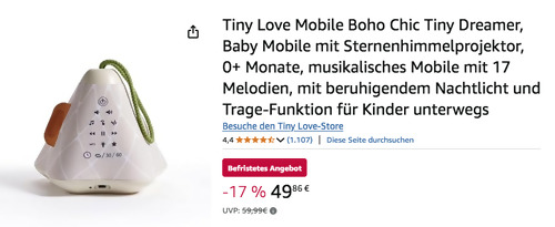 Tiny Love Mobile Boho Chic Tiny Dreamer (17 Melodien, Sternenhimmelprojektor) Tiny Love Mobile Boho Chic Tiny Dreamer (17 Melodien, Sternenhimmelprojektor)