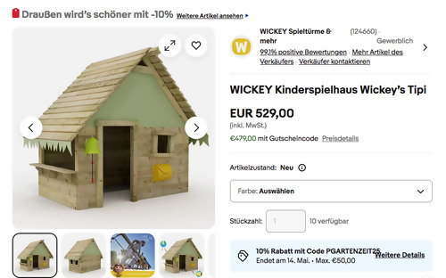 WICKEY Kinderspielhaus Wickeys Tipi, versch. Farben WICKEY Kinderspielhaus Wickeys Tipi, versch. Farben