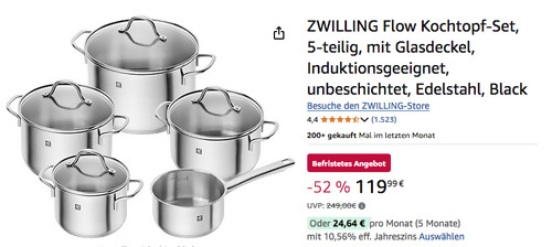ZWILLING 5-tlg. Flow Kochtopf-Set, Induktionsgeeignet ZWILLING 5-tlg. Flow Kochtopf-Set, Induktionsgeeignet