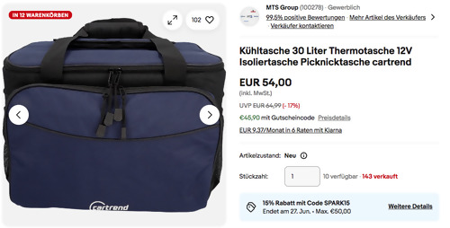 Cartrend 11208 30 Liter 12V Kühltasche/Thermotasche Cartrend 11208 30 Liter 12V Kühltasche/Thermotasche