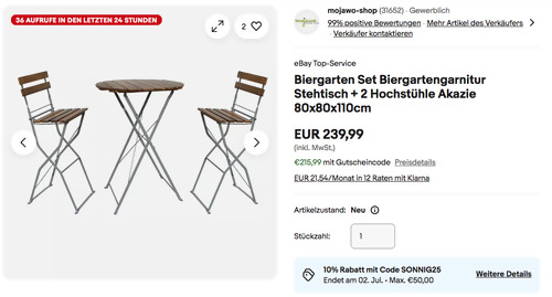 Mojawo Stehtisch + 2 Klapphochstühle Biergarten-Set, Akazienholz Mojawo Stehtisch + 2 Klapphochstühle Biergarten-Set, Akazienholz