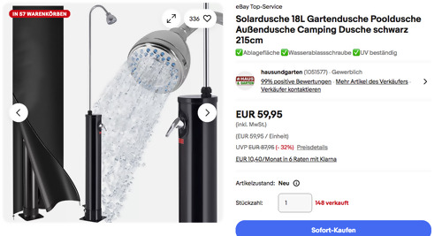 Monzana MZSUN18L 18 Liter Solardusche/Gartendusche (215 cm hoch, schwenkbarer Duschkopf) Monzana MZSUN18L 18 Liter Solardusche/Gartendusche (215 cm hoch, schwenkbarer Duschkopf)