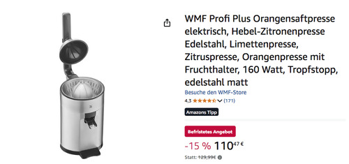 WMF Profi Plus Hebel-Zitronenpresse, 160 Watt WMF Profi Plus Hebel-Zitronenpresse, 160 Watt