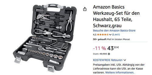 Amazon Basics 65-tlg. Werkzeug-Set für den Haushalt Amazon Basics 65-tlg. Werkzeug-Set für den Haushalt