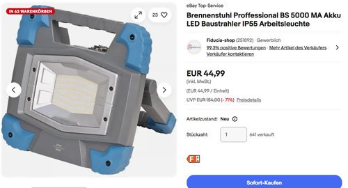 Brennenstuhl Proffessional BS 5000 MA Akku LED-Baustrahler Solo, Powered by Bosch Professional Brennenstuhl Proffessional BS 5000 MA Akku LED-Baustrahler Solo, Powered by Bosch Professional