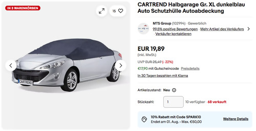 CARTREND Halbgarage Gr. XL in Dunkelblau, Autoabdeckung CARTREND Halbgarage Gr. XL in Dunkelblau, Autoabdeckung