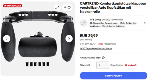 CARTREND Komfortkopfstütze mit Nackenrolle, verstellbar CARTREND Komfortkopfstütze mit Nackenrolle, verstellbar