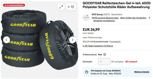 GOODYEAR 681271 Reifentaschen-Set, 600D Polyester GOODYEAR 681271 Reifentaschen-Set, 600D Polyester