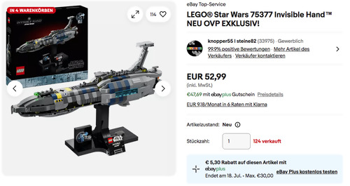 LEGO® Star Wars 75377 Invisible Hand Modell Bausatz LEGO® Star Wars 75377 Invisible Hand Modell Bausatz