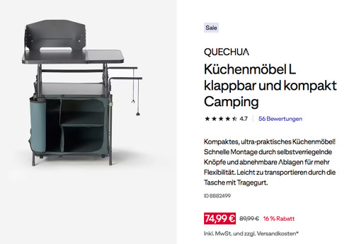 QUECHUA Camping Küchenmöbel L, 42 x 57 x 80 cm Stauraum QUECHUA Camping Küchenmöbel L, 42 x 57 x 80 cm Stauraum