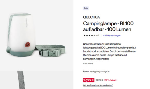 QUECHUA Campinglampe - BL100 aufladbar - 100 Lumen QUECHUA Campinglampe - BL100 aufladbar - 100 Lumen
