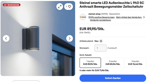 Steinel LED Außenleuchte L 940 SC (1240 lm, Bewegungssensor, Connect Bluetooth Mesh) Steinel LED Außenleuchte L 940 SC (1240 lm, Bewegungssensor, Connect Bluetooth Mesh)