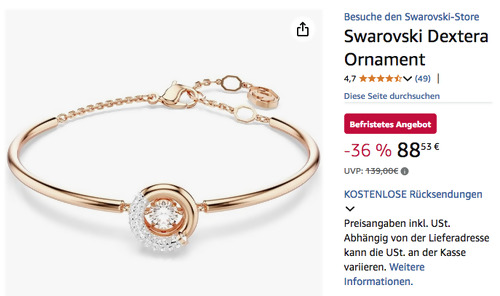 Swarowski 5692259 Dextera Armreif in Roségold Swarowski 5692259 Dextera Armreif in Roségold