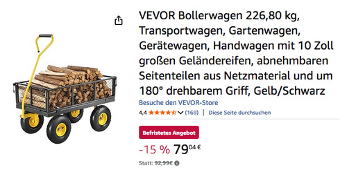 VEVOR V500 Bollerwagen (226,80 kg Tragfähigkeit, abnehmbare Seitenteile) VEVOR V500 Bollerwagen (226,80 kg Tragfähigkeit, abnehmbare Seitenteile)