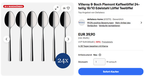 Villeroy & Boch 24-tlg. Piemont Kaffeelöffel Set Villeroy & Boch 24-tlg. Piemont Kaffeelöffel Set
