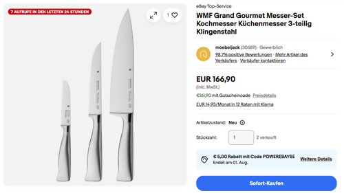 WMF Grand Gourmet 3-tlg. Messer-Set (1 Kochmesser, 1 Gemüsemesser und 1 Zubereitungsmesser) WMF Grand Gourmet 3-tlg. Messer-Set (1 Kochmesser, 1 Gemüsemesser und 1 Zubereitungsmesser)
