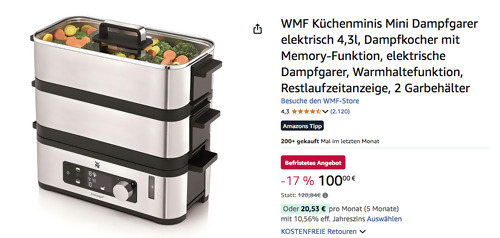 WMF Küchenminis Mini Dampfgarer (2 Ebenen, Edelstahl) WMF Küchenminis Mini Dampfgarer (2 Ebenen, Edelstahl)