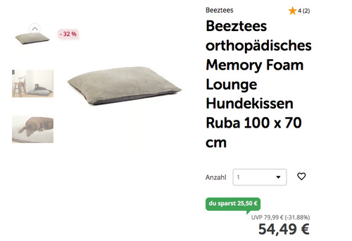 Beeztees orthopädisches Memory Foam Lounge Hundekissen Ruba 100 x 70 cm Beeztees orthopädisches Memory Foam Lounge Hundekissen Ruba 100 x 70 cm