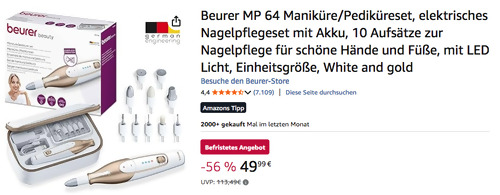 Beurer MP 64 Maniküre-/Pediküre Set mit 10 Aufsätzen, Netz- oder Akkubetrieb Beurer MP 64 Maniküre-/Pediküre Set mit 10 Aufsätzen, Netz- oder Akkubetrieb