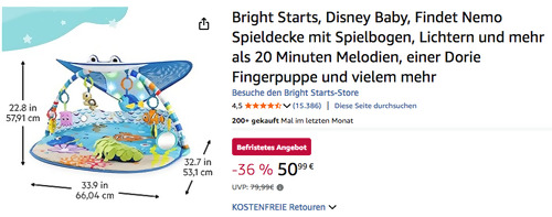 Bright Starts Disney Baby - Findet Nemo Spieldecke mit 20+ Minuten Melodien Bright Starts Disney Baby - Findet Nemo Spieldecke mit 20+ Minuten Melodien
