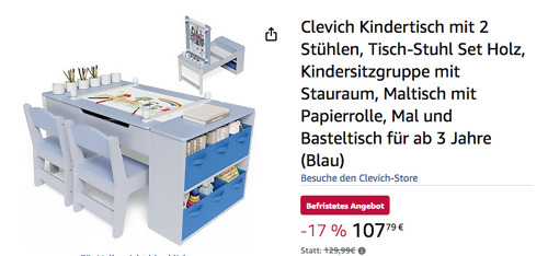Clevich GBQK33 Kindertisch- und Stuhlset in Blau Clevich GBQK33 Kindertisch- und Stuhlset in Blau