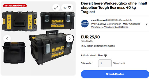 DEWALT Tough Box Werkzeugbox/ Werkzeugkiste DS300, max. 40 kg Traglast DEWALT Tough Box Werkzeugbox/ Werkzeugkiste DS300, max. 40 kg Traglast