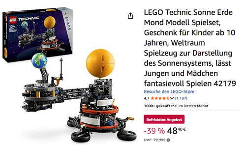 LEGO Technic 42179 Sonne Erde Mond Modell Spielset LEGO Technic 42179 Sonne Erde Mond Modell Spielset