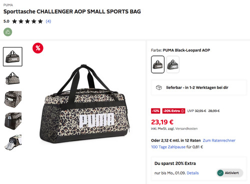 PUMA Sporttasche CHALLENGER AOP SMALL SPORTS BAG Black-Leopard AOP PUMA Sporttasche CHALLENGER AOP SMALL SPORTS BAG Black-Leopard AOP