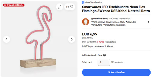 Smartwares LED Tischleuchte Neon Flex Flamingo (10 lm, 3W, 190 x 350 mm) Smartwares LED Tischleuchte Neon Flex Flamingo (10 lm, 3W, 190 x 350 mm)