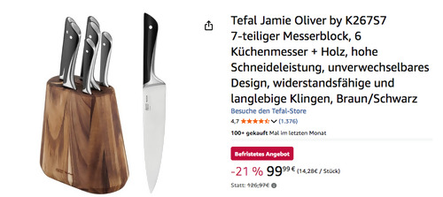 Tefal Jamie Oliver by K267S7 7-tlg. Messerblock Tefal Jamie Oliver by K267S7 7-tlg. Messerblock