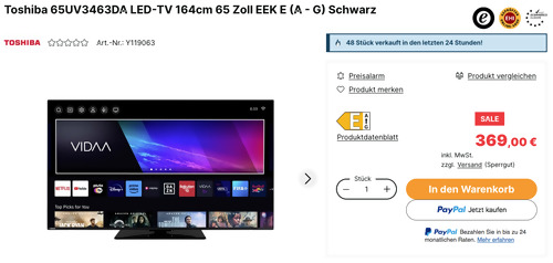 Toshiba 65UV3463DA 164cm 65 Zoll LED-TV (Ultra HD, TRU Picture Technologie) Toshiba 65UV3463DA 164cm 65 Zoll LED-TV (Ultra HD, TRU Picture Technologie)