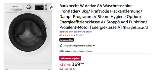 Bauknecht W Active 8A Waschmaschine (8 kg, A, Active Care) Bauknecht W Active 8A Waschmaschine (8 kg, A, Active Care)