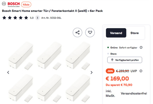 Bosch Smart Home smarter Tür-/ Fensterkontakt II (weiß) 6er Pack Bosch Smart Home smarter Tür-/ Fensterkontakt II (weiß) 6er Pack