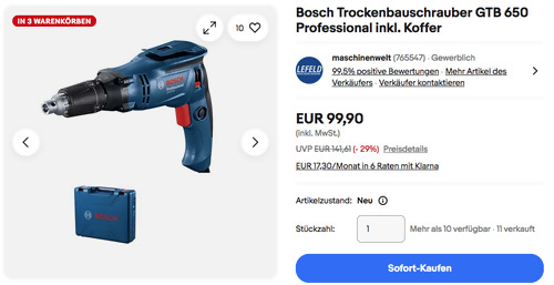 Bosch Trockenbauschrauber GTB 650 Professional inkl. Koffer Bosch Trockenbauschrauber GTB 650 Professional inkl. Koffer