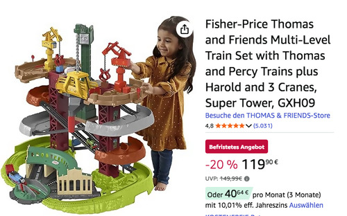 Fisher-Price GXH09 Thomas and Friends Multi-Level Train Set, ca. 80 cm Fisher-Price GXH09 Thomas and Friends Multi-Level Train Set, ca. 80 cm