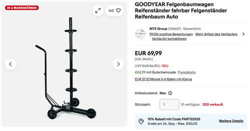 GOODYEAR 11123 Felgenbaumwagen, fahrbar GOODYEAR 11123 Felgenbaumwagen, fahrbar