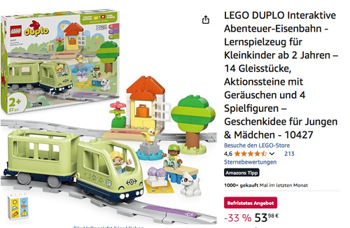 LEGO DUPLO 10427 Interaktive Abenteuer-Eisenbahn, 57 Teile LEGO DUPLO 10427 Interaktive Abenteuer-Eisenbahn, 57 Teile
